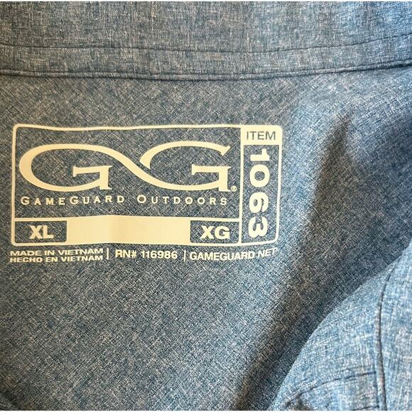Game Guard Shirt Mens XL Blue Western Resistol Cowboy Fishing Pearl Snap Button - Picture 4 of 11